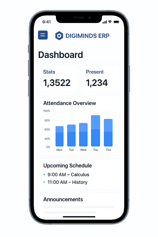 ERP dashboard mobile version
