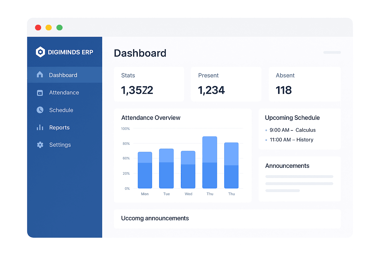 ERP dashboard web version