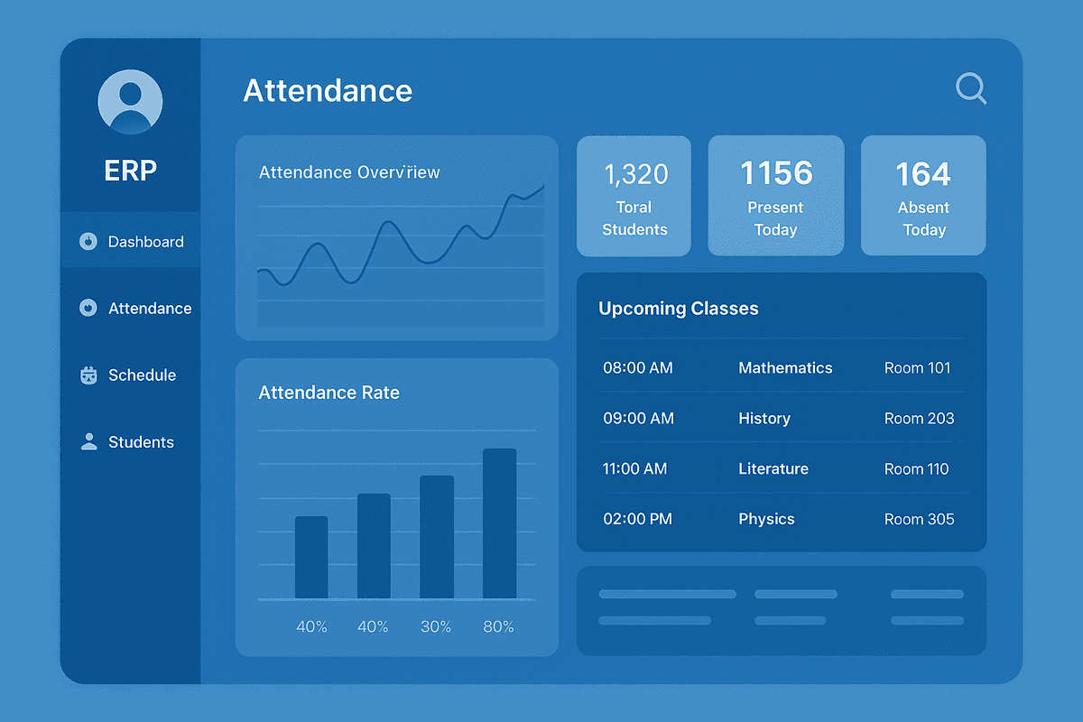 Modern dashboard-style campus management interface